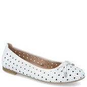 Baleriny - Ażurowe balerinki skórzane - CAPRICE 9-22109-42 BIAŁE - miniaturka - grafika 1