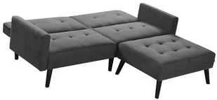 Rozkładana pikowana sofa ELIOR Lanila, popielata, 83x102x200 cm - Sofy i kanapy - miniaturka - grafika 1