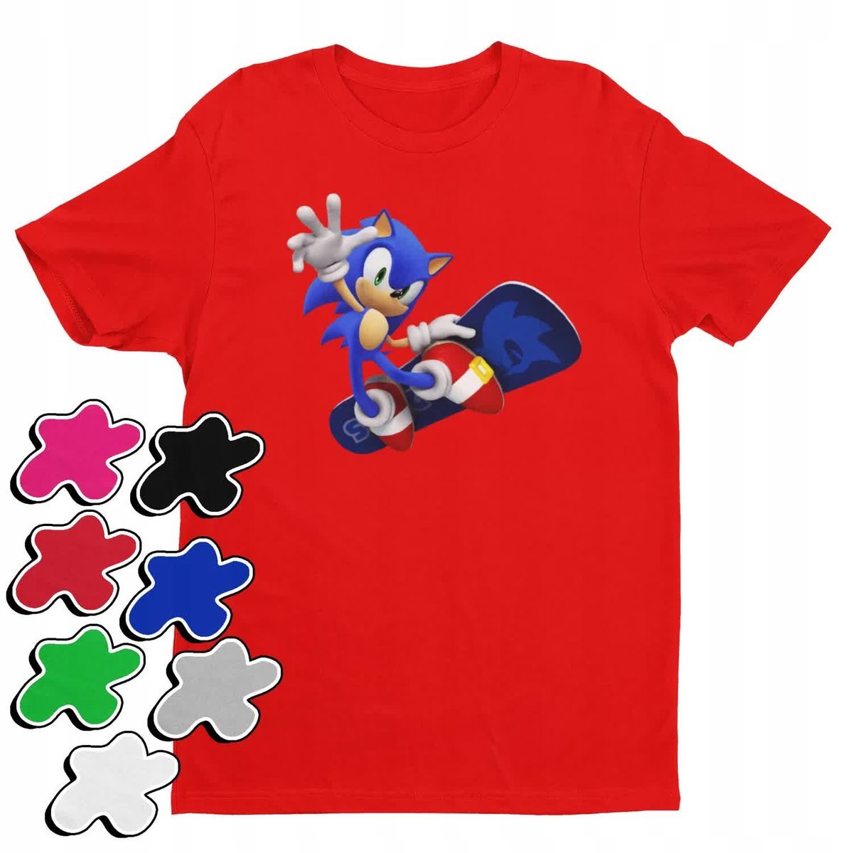 Koszulka T-Shirt Dziecięca Z Nadrukiem Sonic Różne Wzory Kolory -L 146-152