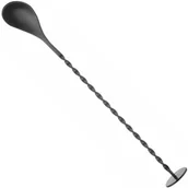 Pozostałe akcesoria barmańskie - Łyżka barmańska do drinków koktajli długa z muddlerem 280 x 35 mm - czarna - miniaturka - grafika 1