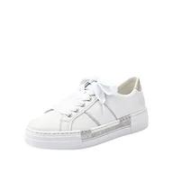 Sneakersy damskie - Rieker Damskie sneakersy N4501, Biały biały Fog Silver 81 81, 36 EU - miniaturka - grafika 1