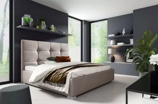 Łóżko tapicerowane pikowane Harry 140x200 Beżowe Metalowy Stelaż - Łóżka - miniaturka - grafika 1
