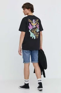 Koszulki męskie - Volcom t-shirt bawełniany męski kolor czarny z nadrukiem - grafika 1