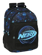 Plecaki - Safta NERF Boost podwójny plecak do wózka, idealny dla dzieci w różnym wieku, wygodny i wszechstronny, jakość i wytrzymałość, 32x15x42 cm, kolor czarny, czarny, Estándar, Casual - miniaturka - grafika 1