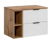 Szafki łazienkowe - Szafka nastawna z blatem, Adel, 80x46x57 cm, biały, dąb wotan, mat - miniaturka - grafika 1