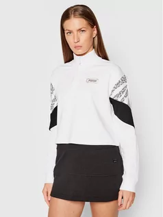 Bluzy sportowe damskie - Puma Bluza Rebel Half-Zip Crew 585755 Biały Relaxed Fit - grafika 1