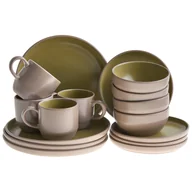 Serwisy obiadowe - Zastawa stołowa 16-częściowa NUTMEG Kamionka Beżowy/ zielony - miniaturka - grafika 1
