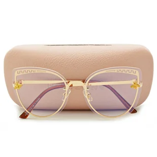 Złote damskie okulary do komputera z filtrem światła niebieskiego zerówki 2534 - Okulary korekcyjne, oprawki, szkła - miniaturka - grafika 1