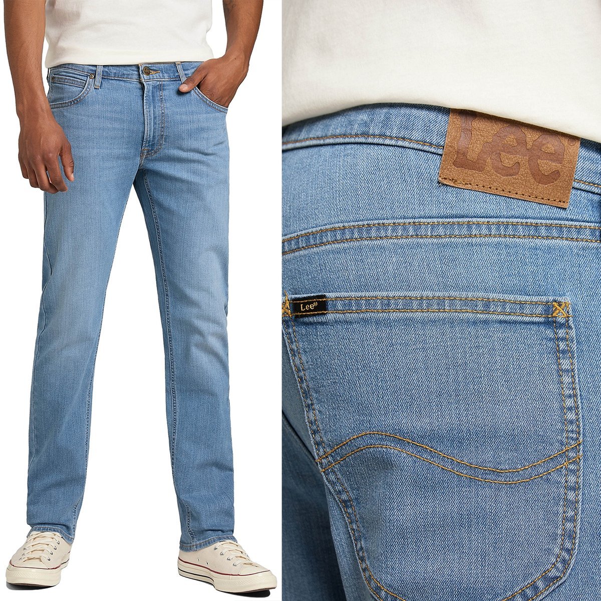 Lee DAREN ZIP FLY Fresh Mid Worn In proste spodnie jeansowe na lato W31 L34