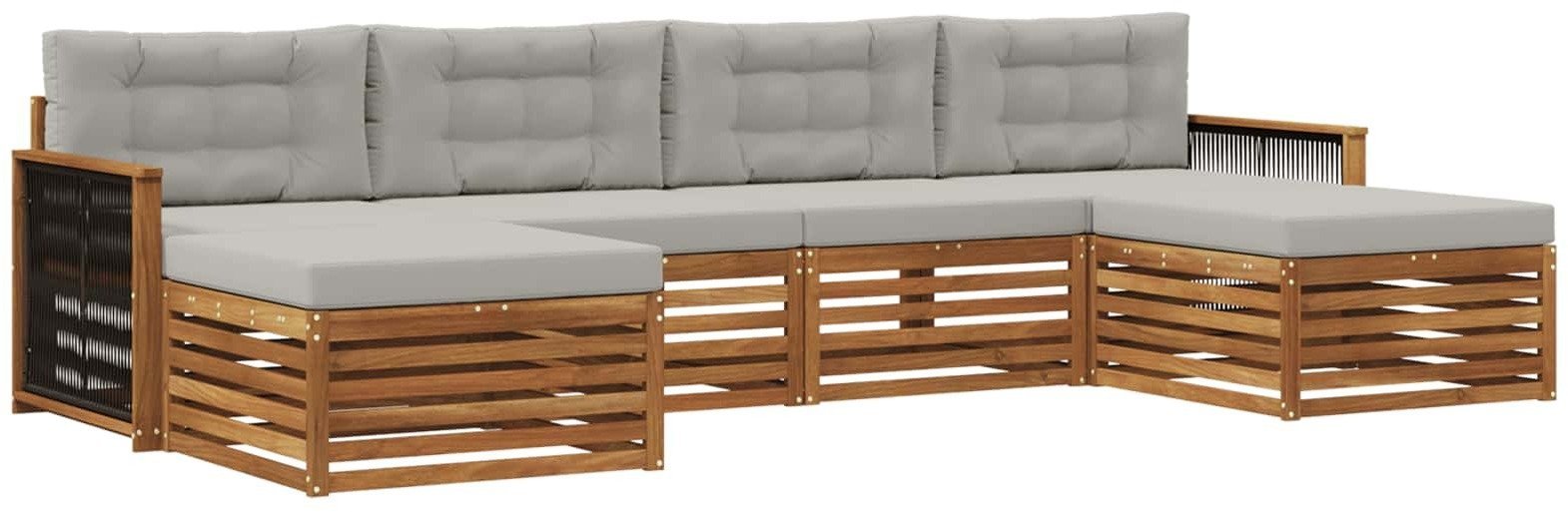 vidaXL Zestawy sof z poduszką 6 pcs Lite Drewno Akacji