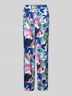 Spodnie damskie - Spodnie materiałowe z wiskozy z kwiatowym wzorem model ‘ALARA’ - grafika 1