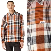 Koszule męskie - Wrangler 1 POCKET SHIRT Whitered Rose LUŹNA KOSZULA W KRATĘ M - miniaturka - grafika 1