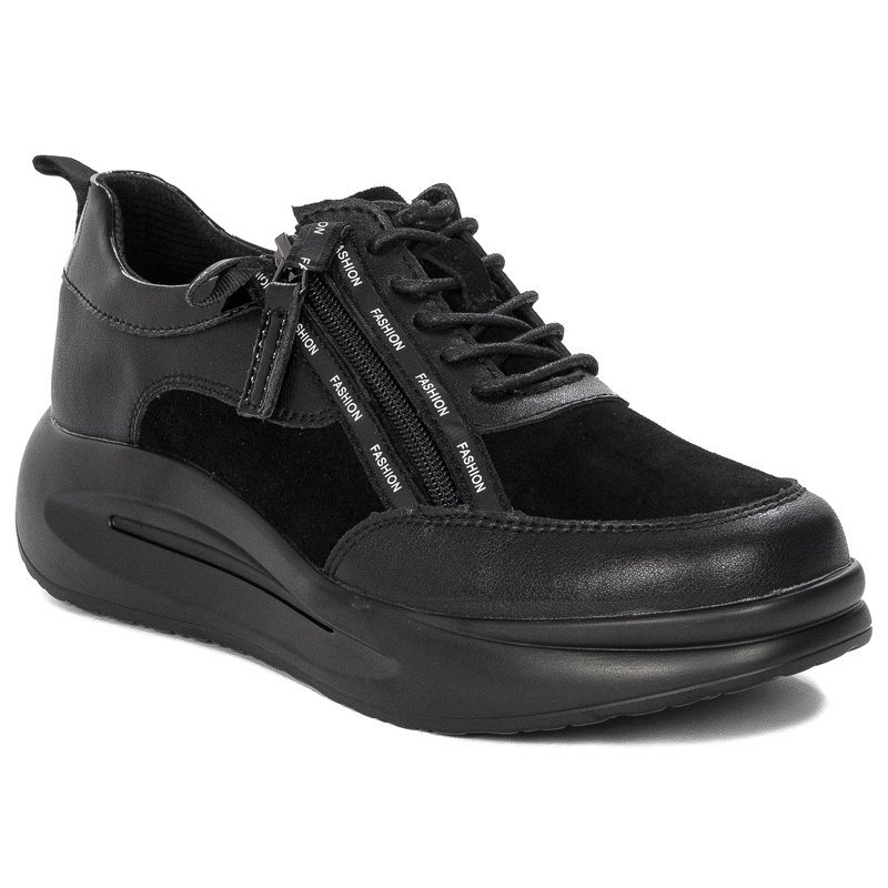T.Sokolski Półbuty damskie sneakersy skórzane Black czarne-37
