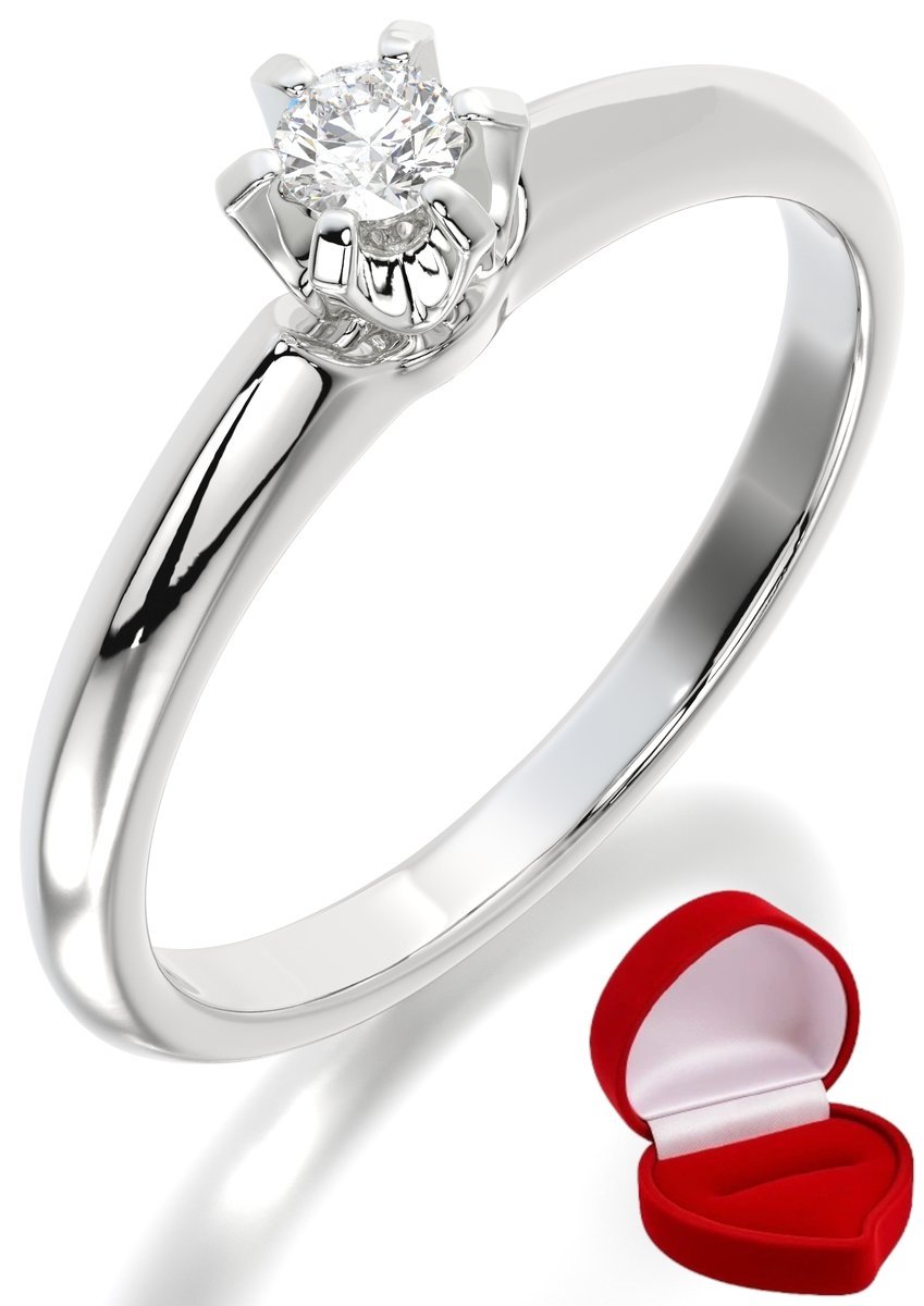 ZŁOTY PIERŚCIONEK ZARĘCZYNOWY 585 14k BRYLANT LAB 0,09 ct BIAŁE ZŁOTO R16