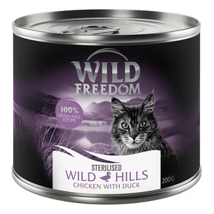 Wild Freedom Adult Sterilised, 6 x 200 g - bez zbóż - Wild Hills Sterilised - kaczka i kurczak - Mokra karma dla kotów - miniaturka - grafika 1