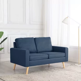 vidaXL 2-osobowa sofa, niebieska, tapicerowana tkaniną - Sofy i kanapy - miniaturka - grafika 1