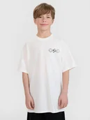 Koszulki dla chłopców - 4F T-shirt oversize z nadrukiem chłopięcy - biały 128 (7-8 lat) - miniaturka - grafika 1