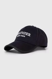 Tommy Hilfiger czapka z daszkiem bawełniana kolor granatowy z aplikacją - Czapki męskie - miniaturka - grafika 1