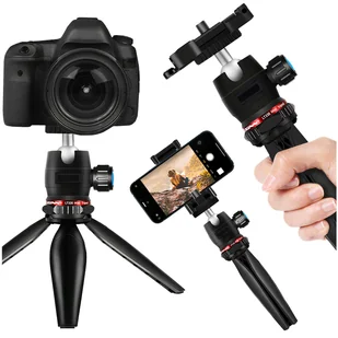 Uchwyt na telefon Alogy Mini Tripod Trójnóg Liginn do robienia zdjęć do telefonu kamery GoPro lampy ring 1/4 Czarny - Statywy fotograficzne - miniaturka - grafika 16