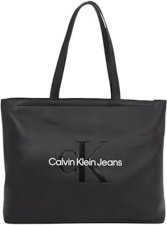 Torebki damskie - Calvin Klein Jeans Damska torba SCULPTED SLIM TOTE34 MONO, modna czarna, OS, Modny czarny, Jeden rozmiar, Torba na ramię - grafika 1