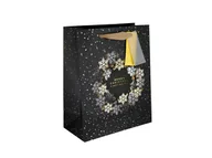 Opakowania i torebki na prezenty - Torebka prezentowa Śnieżynki czarna duża - 1 szt. - miniaturka - grafika 1