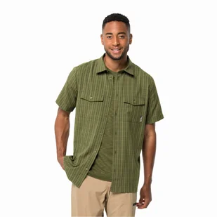 Męska koszula z krótkim rękawem Jack Wolfskin THOMPSON SHIRT MEN bay leaf check - XXXL - Koszule męskie - miniaturka - grafika 1