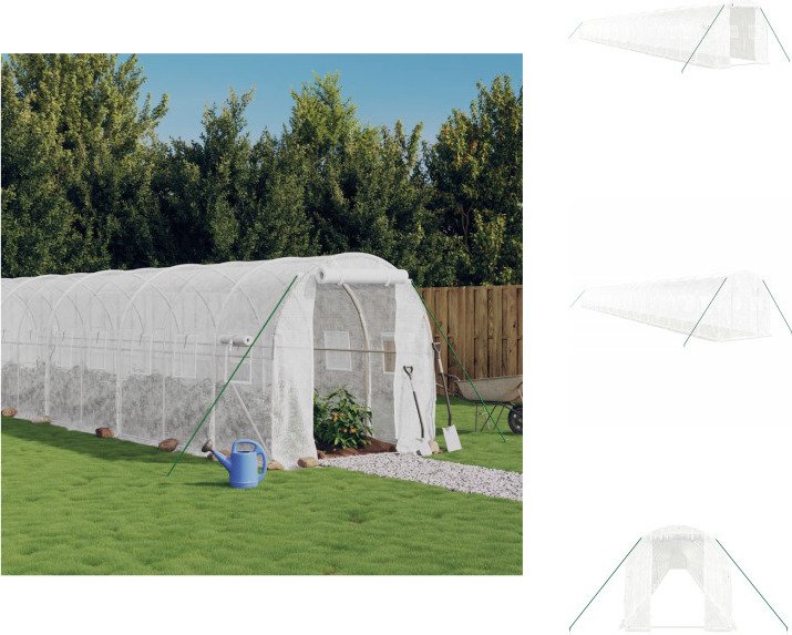 vidaXL Szklarnia z ramą stalową biała 48 m² 24x2x2 m - Szklarnie