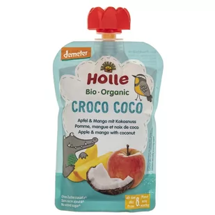 Holle Baby Mus owocowy Kokosowy Krokodyl jabłko mango kokos - 100 g L023 - Desery dla dzieci - miniaturka - grafika 1