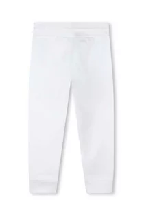 Spodnie i spodenki dla dziewczynek - HUGO spodnie dresowe bawełniane dziecięce kolor biały z nadrukiem - Hugo - grafika 1