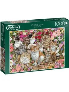 Jumbo Puzzle 1000 Falcon Koty i kwiaty G3 - Puzzle - miniaturka - grafika 2