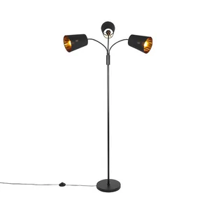 QAZQA Nowoczesna lampa podłogowa czarna 3-punktowa - Carmen - Lampy stojące - miniaturka - grafika 1