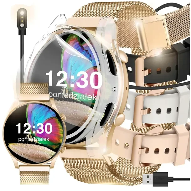 Smartwatch Zegarek Damski Polskie Menu Rozmowy Sport Smart Watch 4 Paski