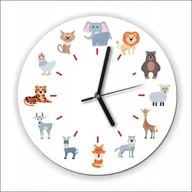Wyposażenie pokoiku dziecięcego - naSciane Zegar ścienny lew żyrafa słoń lis miś tygrys wilk - miniaturka - grafika 1