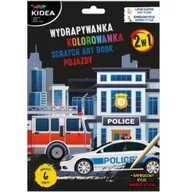 Zabawki kreatywne - Wydrapywanka z kolorowanką 2w1 Pojazdy KIDEA - miniaturka - grafika 1