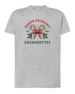 Koszulki i topy damskie - Koszulka Świąteczna Uniwersytet Świętego Mikołaja Szary melanż M - miniaturka - grafika 1