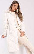 Kurtki damskie - Długi pikowany płaszcz z paskiem biały J-Alpina, Kolor biały, Rozmiar S, Volcano - Primodo.com - miniaturka - grafika 1