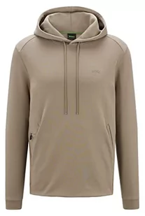 BOSS Męska bluza z kapturem Soody Curved z bawełny ekologicznej z wygiętym logo, jasnozielony, S - Bluzy męskie - miniaturka - grafika 1