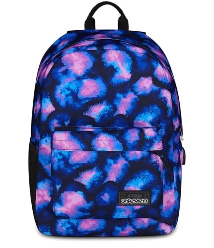 Seven Plecak szkolny Ischoolpack, fioletowy, amerykański plecak ze zintegrowanym powerbankiem i kieszenią na tablet, do szkoły, dla dzieci i młodzieży, Fioletowy, Taglia unica, nowoczesny
