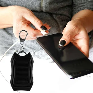 Powerbank Solarny Power Bank z latarką 1200mAh Brelok do kluczy plecaka Czarny - Powerbanki - miniaturka - grafika 10