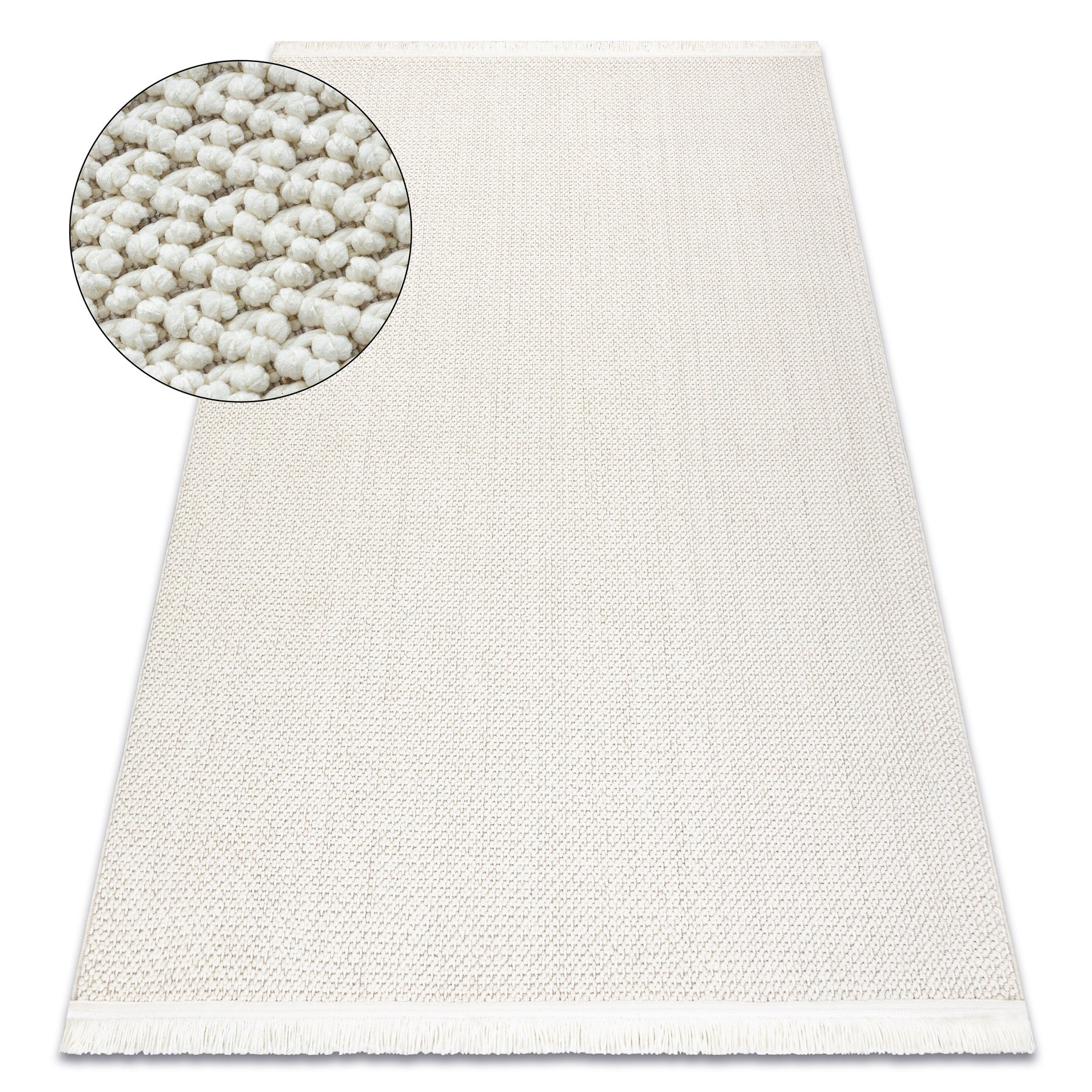 Dywan NANO FH92A Jednolity, pętelkowy, płasko tkany biały 160x220 cm