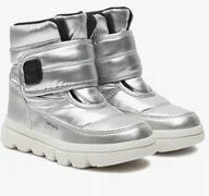 Śniegowce damskie - GEOX J46HWC ŚNIEGOWCE SREBRNE NA RZEPY DZIEWCZĘCE WYGODNE 36 JJA - miniaturka - grafika 1