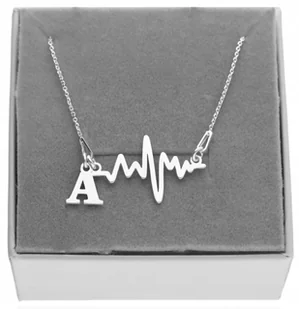 Srebrny naszyjnik linia życia puls litera LITERKA 50cm PUDEŁKO SREBRO 925 - Naszyjniki - miniaturka - grafika 1