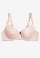 Biustonosze - Różowy Biustonosz Push Up z Koronką Tephina - miniaturka - grafika 1
