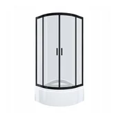 Kabiny prysznicowe - Kabina prysznicowa NAMELESS Durasan 90x90 czarny mat półokrągła z brodzikiem 1szt. - miniaturka - grafika 1