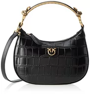 Torebki damskie - Pinko Love Mini Half Moon Skóra Stam, Torba damska, Jeden rozmiar, Z99q_czarno-antyczne złoto - miniaturka - grafika 1