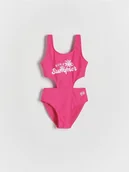Stroje kąpielowe dla dziewczynek - Reserved - Jednoczęściowy strój kąpielowy z wycięciami - fuksja - miniaturka - grafika 1