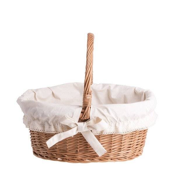 Wiklinowy kosz prezentowy naturalny z obszyciem 35x25 H15/30 cm