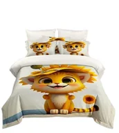 Pościel - Pościel - Rudy kotek w kapeluszu- 160X200 - 3 cz. - miniaturka - grafika 1