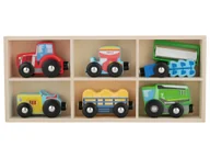 Samochody i pojazdy dla dzieci - Lupilu Zestaw 6 drewnianych samochodzików Pojazdy rolnicze - miniaturka - grafika 1