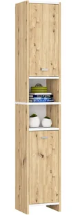Regał łazienkowy z drzwiczkami dąb artisan + biały C6-Z90 - Regały Regał łazienkowy z drzwiczkami dąb artisan + biały C6-Z90 - Regały - miniaturka - grafika 1